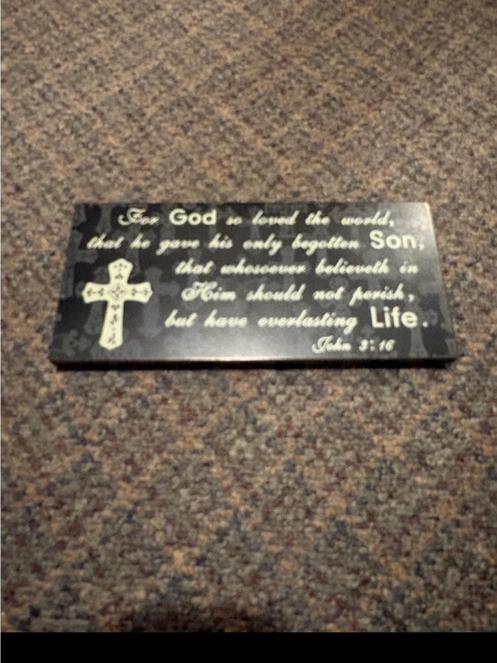 Religious Wall Plaque with Cross and John 3:16 Text